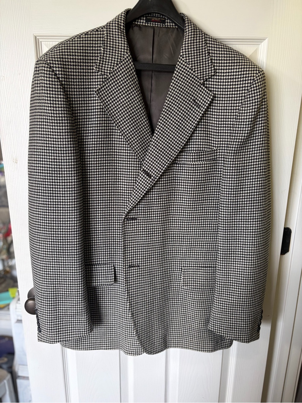 Like new Men's Black & White Houndstooth Blazer Classic Tailored Style 46L Tide